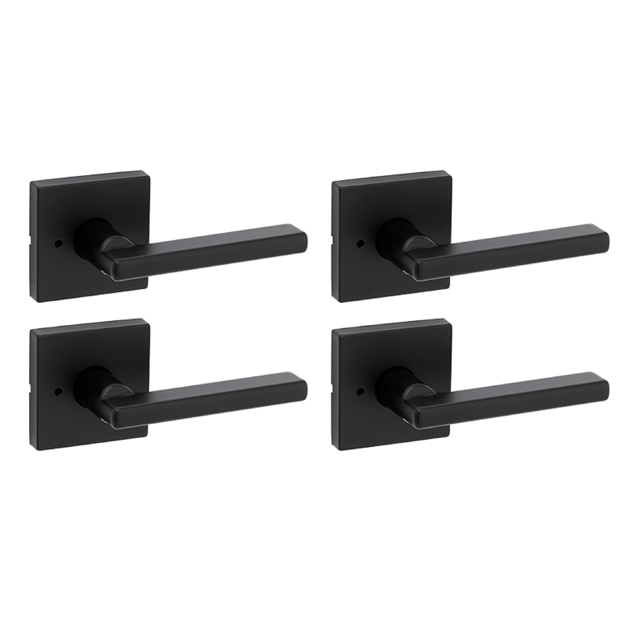 Kwikset Halifax Interior Privacy Door Handle with Lock, Door Lever for Bathroom and Bedroom, Matte Black, Reversible Keyless Turn Lock, with Microban Protection, 4 Pack Image