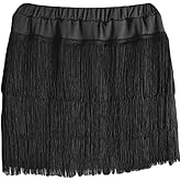 Libaobaoyo Girls Tassel Dance Skirt Latin Ballroom Salsa Rumba Mini Layered Fringe Dancewear