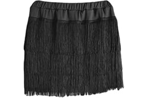 Libaobaoyo Girls Tassel Dance Skirt Latin Ballroom Salsa Rumba Mini Layered Fringe Dancewear