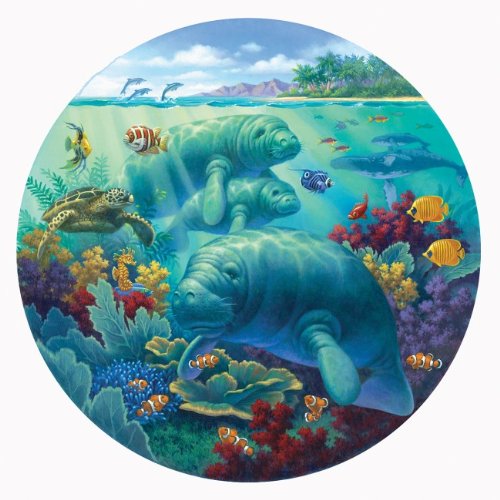 Manatee Beach 500 pc Round Jigsaw Puzzle