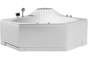 ARIEL 59" Triangular Platinum Whirlpool Bathtub with 22 Hydro Jets, Two-Person Jetted Hot Tub with Customizable Massage, Waterfall, Hot/Cold Inlets & Smart Features