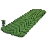 Klymit Static V Lightweight Inflatable Sleeping Pad | Comfortable, Lightweight, Easy to Inflate Portable Air Bed Mattress for Camping, Backpacking and Hiking &mdash; Green