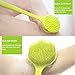 Arswin Silicone Back Scrubber, Long Handle Soft Bristles Bath Brush with Massage Beads, Body Shower Washing Brush Wet or Dry Cleaning Spa Brushing for Men and Women, 14.8 x 3.3 inches