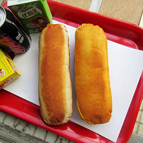 Simulation bread Pencil Case, Cheese bread French long stick Zippered Pencil bag Storage package Novelty School Work Fun Gift
