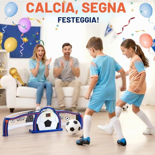 Porte da Calcio per Bambini, Porta Calcio Piccola per Interno con Contatore Punti e 2 Modalità, Allenamento e Miglioramento Tecnica, Ideale Come Regalo Calcio per Bambini 6-12 Anni