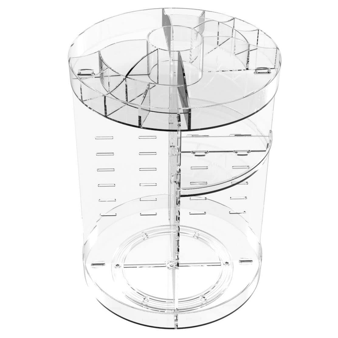 V-HANVER Acrylic Makeup Organiser, Cosmetic Storage and Vanity Perfume Organisers in Countertop Bathroom Dresser, 360 Rotating Makeup Holder Stand for Beauty Caddy Skincare & Clear