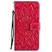 A-slim iPhone 6S Plus Wallet Case, (TM) Sun Pattern Embossed PU Leather Magnetic Flip Cover Card Holders & Hand Strap Wallet Purse Case for iPhone 6 Plus / 6S Plus [5.5 Inch] - Red