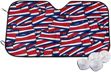 コスタリカの旗の波のコラージュ 車用 サンシェード カーフロントカバー シート フロントガラス