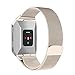 For Fitbit Ionic Bands, bayite Stainless Steel Milanese Loop Metal Replacement Strap with Unique Magnet Lock Accessories for Fitbit Ionic Small Champagne Gold