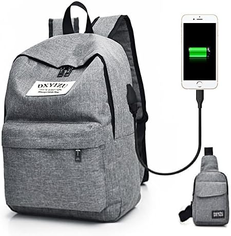 Labtop Backpack With Sling Bag,School Bag Backpack For College Student,Daypack Business Laptop Backpack For Men Women Teen Boys Girls For Work Travel,With USB Charging Port Earphone Hole,Grey,Tektree