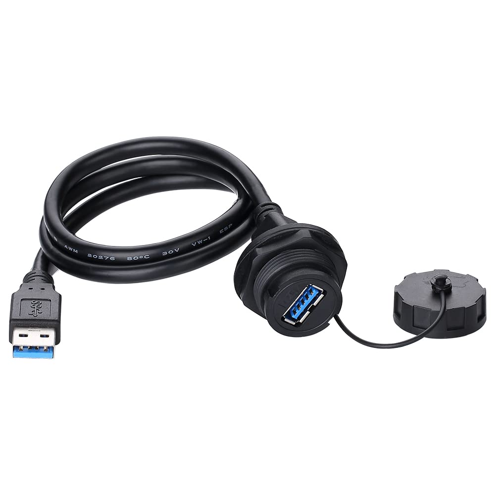 CNLINKO YU-USB Industrial Waterproof Connector IP67 USB3.0 Circular Connector High-Speed Data Power Transmission Aviation Plug PBT Plastic Shell Socket with 1 M Cable