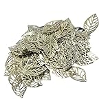 Baosity 100 Pieces Silver Hollow Filigree Charms Leaf Pendant Bracelet Jewellery Finding DIY Crafts Making Beads