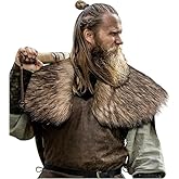 RONGXG Viking Faux Fur Shawl Renaissance Cape Medieval Mantle Shoulder Wrap Collar Furry Fur Collar Halloween Cosplay Costume