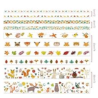 Funrarity Decorative Washi Tape DIY Masking Tape Cute Animal Leaf Funny Wild for Journal, Scrapbook, Planner, 5mm/ 8mm/ 15mm/ 30mm 2m - 10 Tapes Set (Vienna Forest)