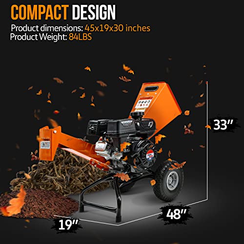 SuperHandy Wood Chipper Shredder Mulcher 7HP Engine Heavy Duty Compact