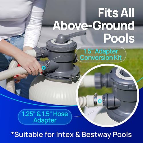 AQUASTRONG Sand Filter Pump for Above Ground Pool with Timer, 3/4 HP Pool Pumps Above Ground 3800 GPH for Pools up to 14000GAL, 12in Pool Filter with 6-Way Valve, Improved Circulation & Filtration