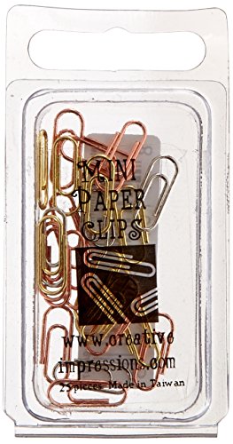 Creative Impressions Mini Metal Paper Clips 25/Package, Silver/Copper/Brass
