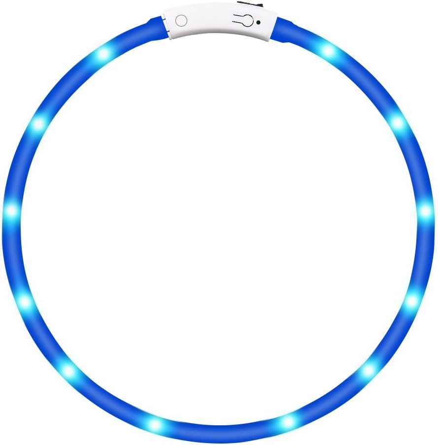 Silicone Water Resistant Adjustable LED Dog Safety Collar Flashing Light Collar for Dogs Cats & other Pets