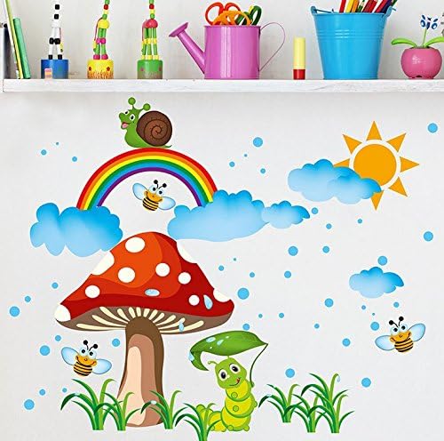 OHREX Removable Peel Cute Colorful Rainbow Wall Sticker Wall Decals Decor Wallpaper for Baby Boys Girls Children Living Home Bedroom