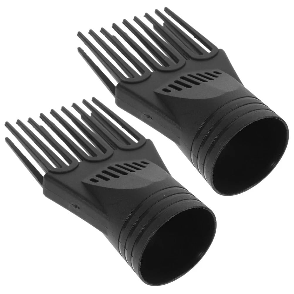 Photo 1 of 2Pcs Black Plastic Universal Blow Hair Dryer Comb Attachment for Straightening, Detangling - Nozzle Hairdressing Salon Comb,Styling Tools and Appliances for Curly, Natural Hair