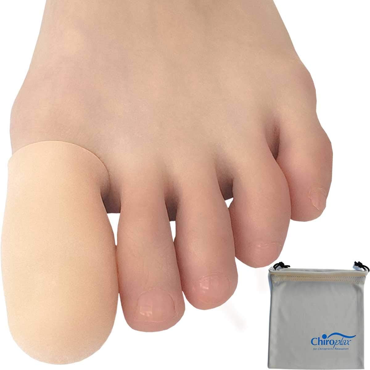 Chiroplax Gel Toe Cap (6 Caps+ Pouch) Toe Sleeve Protector Cushions Pads Guard Separator for Bunion Hammer Toe Callus Corn Blister Missing Ingrown Nails Ballet Pointe (Large - 6 Pack, Beige): Health & Personal Care
