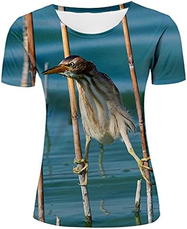 LIYOUYUAN 3D Print T-Shirt Women's Little Bittern Animal Design Polyester Short Sleeve Quick Dry Cozy Summer Adult Tops Tees XL