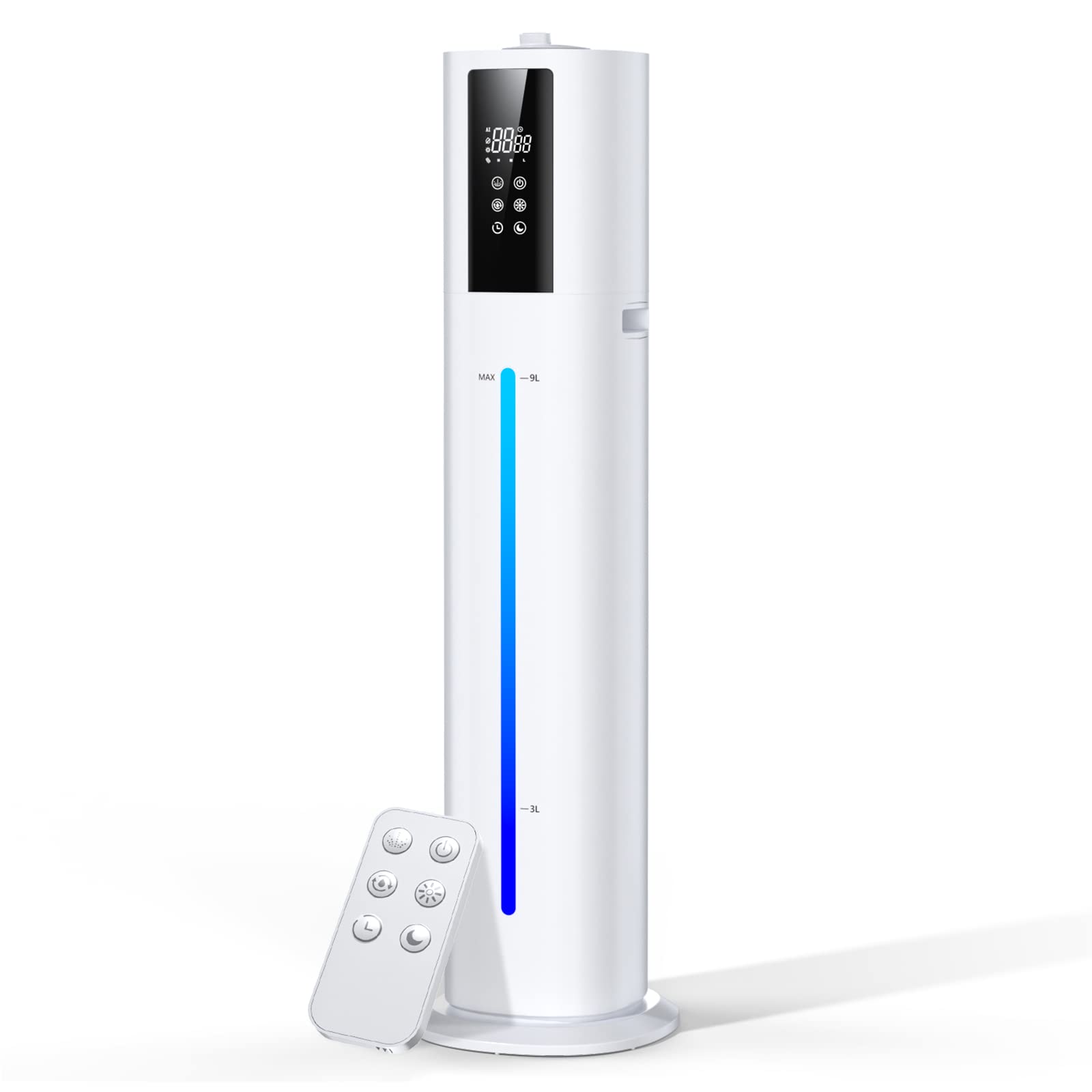 Humidifiers for Large Room Bedroom Living room,9L 2.38Gal Ultrasonic Cool Mist Humidifier, Blowout fog,Customized Humidity,Remote Control, 28dBQuiet Sleep mode, Essential Oils Tray,Night light white