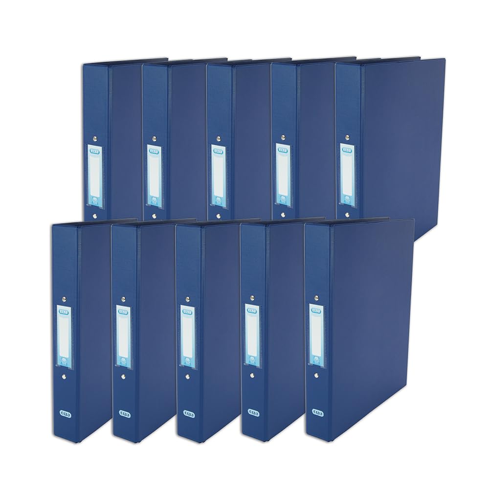 Elba A4 Ring Binder Pack of 10, Plastic on Board 35mm, Blue