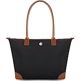 Milan Chiva Nylon Tote Bag for Women Large Shoulder Bag with Zipper Lightweight Foldable Work Tote