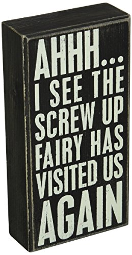 Primitives by Kathy Classic Box Sign, 4 x 8-Inches, Screw Up Fairy
