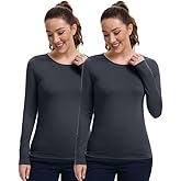 Kitmaz Underscrub Shirt Long Sleeve Women - Undershirts Comfort Crew Neck Tee with Soft & Breathable Fabric-2 Pack