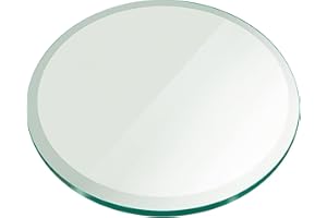 24" Inch Round Glass Table Top 1/2" Thick Tempered Beveled Edge by Fab Glass and Mirror