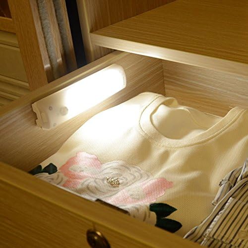 ENOD Wireless LED Motion Sensor Activited Magnetic Strip Wardrobe Night Light Closet Cabinet Light Mounted LED Light With Rechargable Battery, Magnet and Hook