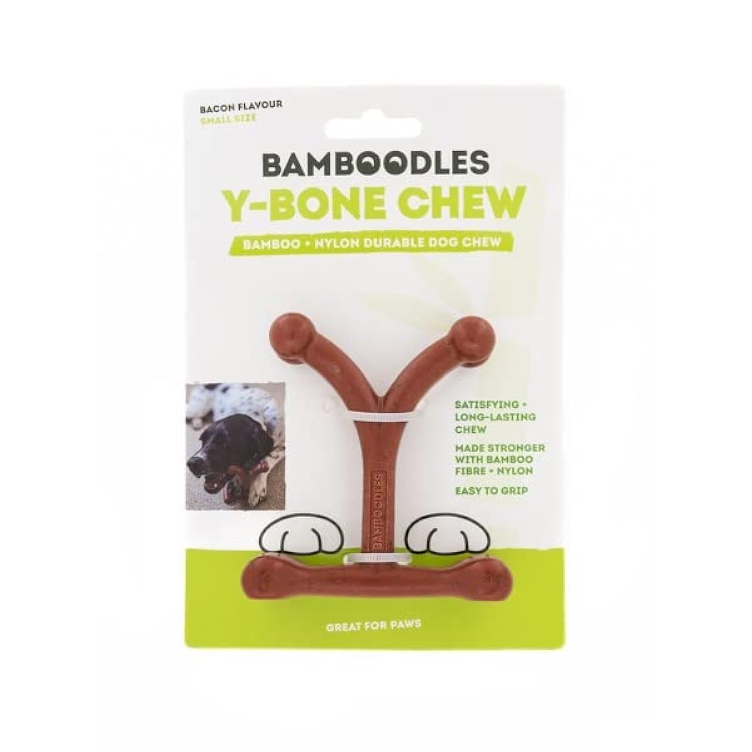 Bamboodles Y-Bone Dog Chew Toy – Small | Bacon Flavour | Durable Chew for Small Dogs | Long Lasting Dog Toy to Help Support Healthy Chewing
