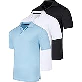 Real Essentials 3 Pack: Men's Short Sleeve Golf Polo Casual Workout Sports Cool Moisture Wicking Collared Shirt (Big & Tall)