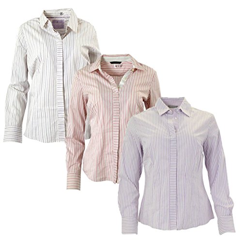 M&S Womens Pink Purple Striped Stretch Fit Womens Work Shirt