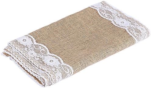 12 x 108 Inches Burlap Lace Hessian Table Runner Jute Country Wedding Party Decor
