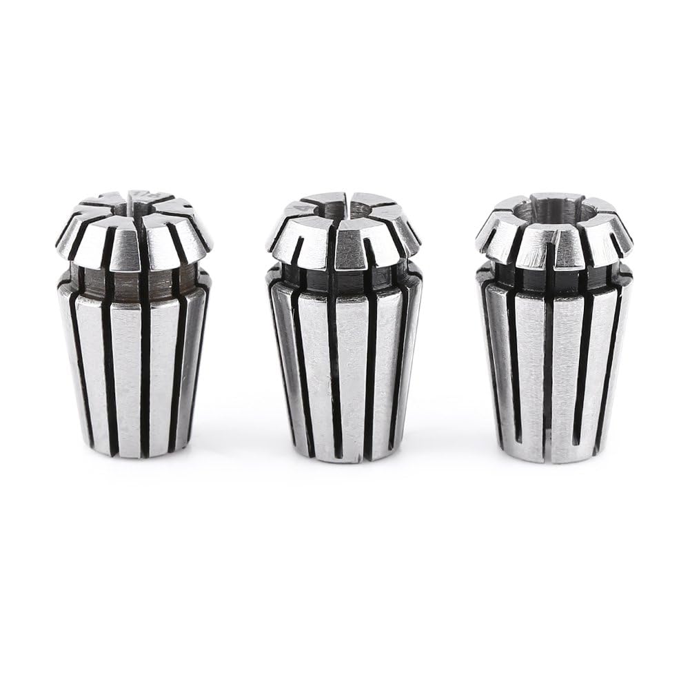 Hilitand ER11 CNC High Precision 3pcs Tweezers, High Carbon Steel, 4mm, 1/8 inch, 6mm, for Milling Machine