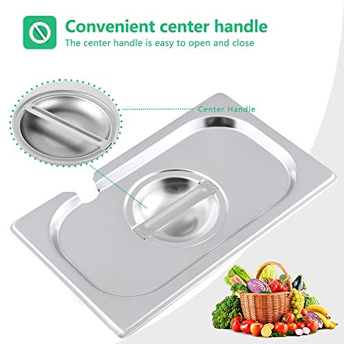 image for Kitma 1/9 Size Stainless Steel Slotted Steam Table Pan Cover, Pan Lids