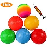 Ogrmar 6PCS 8.5 Inch Playground Balls Dodgeballs with 1 Hand Pump for Kids and Adults Dodge Ball, Kickball, Handball, Camps, Picnic and Schoolyard Games