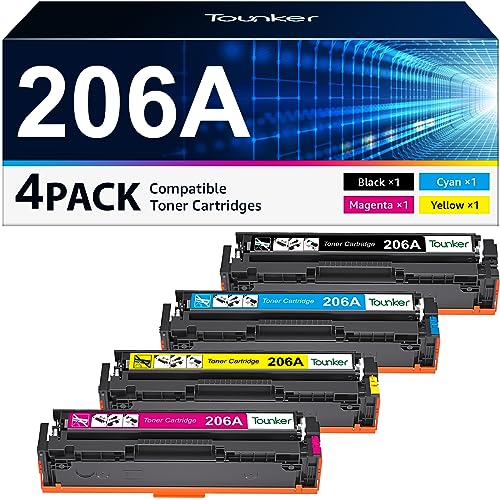HP 206X Toner Cartridge 4-Pack High Yield - Compatible With LaserJet Pro MFP M282nw M283fdn M255dw Etc. (Black, Cyan, Magenta, Yellow)