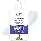 Aravi Organic 10% AHA + 1% BHA Exfoliating Body Lotion - Glycolic & Lactic Acid Body Lotion with Niacinamide - Smooths Rough & Bumpy Skin with Anti-Aging - 6.76 Fl Oz / 200ml