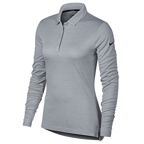 NIKE Dry Top Long Sleeve Golf Polo 2017 Women Wolf Gray/Black Large