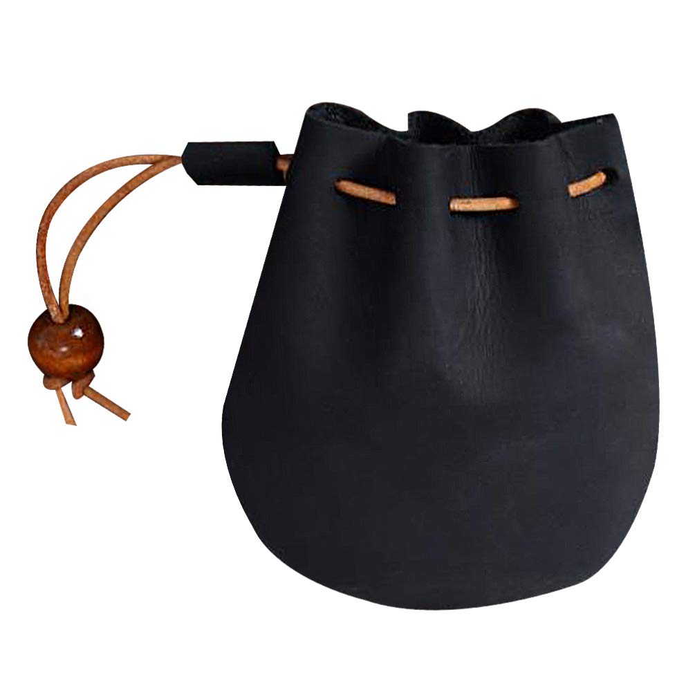 TOYANDONA Small Coin Purse Mini Drawstring Bucket Bags PU Leather Change Pouch Multifunction Key Holder Case for Small Items Card Black