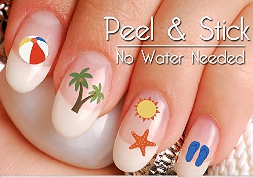 Summer Beach and Palm Tree Nail Art Decal Sticker