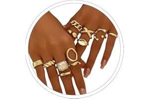 Chunky Gold Rings for Women Non Tarnish Stackable Rings Set for Women Adjustable Statement Rings Set Chunky Gold Jewelry