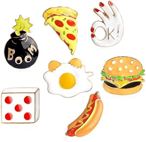 Irecall Cartoon Enamel Hamburg Pizza Hot Dog Pin Set Cute Brooches Patches Backpacks