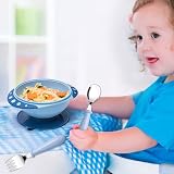 Lanjue 3 Set Baby Fork and Spoon Stainless Steel Flatware 6 Pcs Blue Green Pink view 5