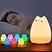 Mystery Cat Night Light for Kids, Soft Silicone LED Baby Nursery Sleep Relaxing Tap Light, Children Toy Nightlight, Decorative Desk Light for Bedroom