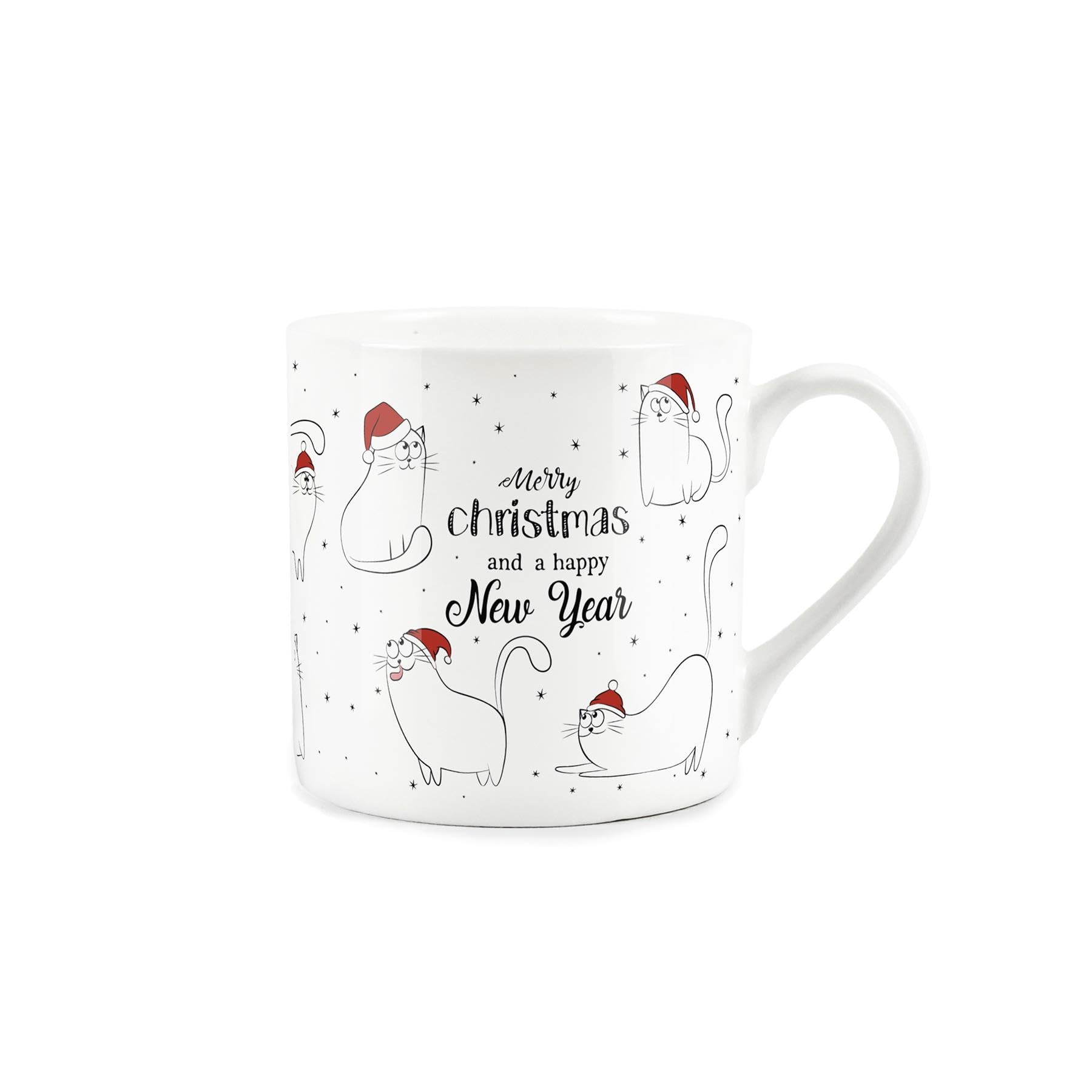 Purely Home Cat Christmas Mug - Festive Novelty Xmas Gift - Bone China Tea/Coffee Cup